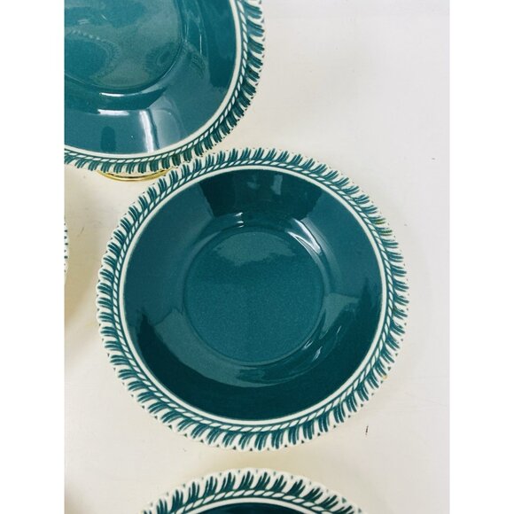 Harkerware Corinthian Teal Green 5” Ice Cream Berry Bowls Set Of 5 - Picture 4 of 9